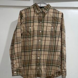 Ralph Lauren Plaid Button-Up Shirt - Beige and Green Women Large